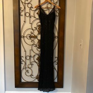 Women’s black beaded evening gown size S